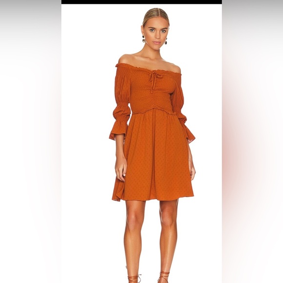 BCBGeneration Navy Smocked Off-the-Shoulder Bubble-Sleeve Dress size small new - Picture 7 of 7